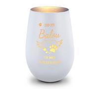 GRAVURZEILE Photophore décoratif en verre avec gravure - Cœur de patte - Personnalisable avec nom et date - Lumière funéraire pour animal de compagnie - Décoration funéraire ou comme souvenir -