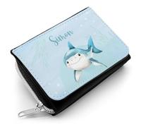 GRAVURZEILE Portefeuille imprimé pour enfant - Animaux - Personnalisé avec nom - Porte-monnaie avec fermeture éclair pour l'argent de poche et le billet de transport - Cadeau de rentrée des classes