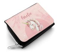 GRAVURZEILE Portefeuille imprimé pour enfant - Animaux - Personnalisé avec nom - Porte-monnaie avec fermeture éclair pour l'argent de poche et le billet de transport - Cadeau de rentrée des classes