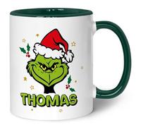 GRAVURZEILE Tasse de Noël imprimée, Grinch MiMiMiMiMi, personnalisable, passe au lave-vaisselle et au micro-ondes, tasse comme cadeau pour elle et lui, vert foncé