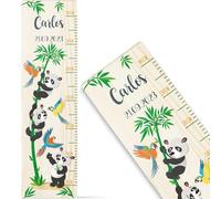 GRAVURZEILE Toise en bois pour enfant - Design panda - Avec nom pour chambre d'enfant - Échelle mesure 80-140 cm - Dimensions 20 x 70 x 2 cm - Cadeau de naissance pour filles et garçons