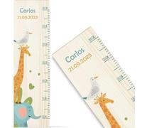 GRAVURZEILE Toise pour enfants en bois - Design animal - Avec nom pour chambre d'enfant - Échelle mesure 80-140 cm - Dimensions : 20 x 70 x 2 cm - Cadeau de naissance pour filles et garçons
