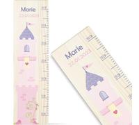 GRAVURZEILE Toise pour enfants en bois - Design château - Avec nom pour chambre d'enfant - Échelle de 80 à 140 cm - Dimensions : 20 x 70 x 2 cm - Cadeau de naissance pour filles et garçons