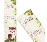 GRAVURZEILE Toise pour enfants en bois - Groupe d'animaux de la forêt - Avec nom pour chambre d'enfant - Échelle mesure 80 à 140 cm - Dimensions : 20 x 70 x 2 cm - Cadeau de naissance pour fille et