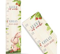 GRAVURZEILE Toise pour enfants en bois - Groupe d'animaux de la forêt - Avec nom pour chambre d'enfant - Échelle mesure 80-140 cm - Dimensions : 20 x 70 x 2 cm - Cadeau de naissance pour fille et