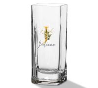 GRAVURZEILE Vase à fleurs avec initiales, personnalisé avec nom et monogramme, vase moderne, avec impression UV, cadeaux personnalisés, pour femmes, 20 x 8 cm