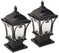 GRAWIT Lot de 2 Lampes de Pilier de Style Victorien Luminaires de Colonne étanches Lampes de Poteau d'extérieur Traditionnelles Balck avec Support de Pilier Structure en Aluminium moulé sous Pression