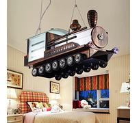 GRAWIT Métal Train Forme Décoration Lustre Creative Enfants Chambre Plafond Suspension Lampe Mode Chaud Chambre Verre Suspension Lampe 2 Têtes Réglable Personnalité Rétro Pendentif Lumières Beautiful