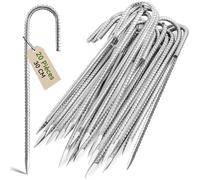 Graxury 20Pcs 30cm Piquets d'ancrage Résistants en Acier Galvanisé Antirouille avec Crochets en J pour Tentes de Trampoline - Convient pour Camp, Jardin, Abri et Balançoires