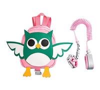 Graxury Anti-Lost Cute Sac à dos avec laisse pour enfants 3D Sac à dos pour animaux Bracelet de sécurité enfant 2 en 1 Laisse réglable Sac à dos pour enfants (Chouette rose)