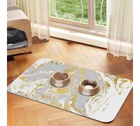 Gray and Gold Agate Ripplle,Waterproof Pet Feeding Mat,PU Leather Placemats for Cat Dog Water Bowl,Food Mats,40x60cm