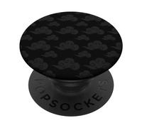 Gray Anime Nuages Japonais Motif Kawaii Mignon Manga Noir PopSockets PopGrip Adhésif