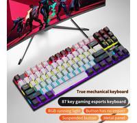 gray-black Red axis SKYLION K87 Clavier Mécanique Filaire 20 Sortes de Jeu D'éclairage Coloré et Bureau Pour Microsoft Windows et Apple IOS Système ""Nipseyteko
