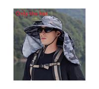 (Gray)Chapeau de soleil camouflage équipé d'un ventilateur de charge et protection du cou pour tous les jours