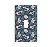 Gray Fox Green Leaf Plaque murale 1 gang Taille standard 11,4 x 7 cm Couvercle décoratif pour interrupteur à bascule Plaque de sortie en polycarbonate thermoplastique