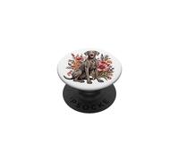 Gray Ghost Hunting Dog Vintage Flowers Floral Weimaraner PopSockets PopGrip Adhésif