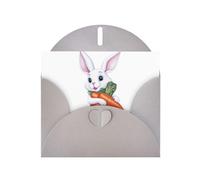 Gray HYTTER Carte de vœux avec imprimé petit lapin blanc tenant des carottes pour Noël, anniversaires et anniversaires de mariage