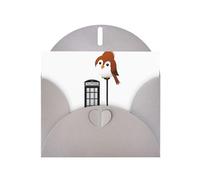 Gray HYTTER Carte de vœux imprimée Little Sparrow next to the phone booth pour Noël, anniversaires et anniversaires de mariage