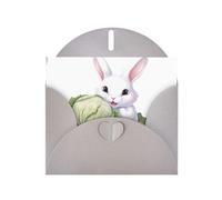 Gray HYTTER Carte de vœux Motif petit lapin blanc rongeur de chou pour Noël, anniversaires et anniversaires de mariage