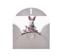 Gray HYTTER Carte de vœux Motif petit lapin Décoration d'œufs de Pâques pour Noël, anniversaires et anniversaires de mariage