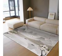 Gray Ink 60x90 Landscape Tapis Moderne Watercolor Mountains carpette Lavable Vintage Area Descente de lit White Floral Japanese Farmhouse Boheme Decor for Salon Chambre Pets Friendly