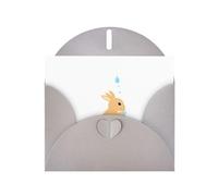 Gray MJHKXLJ Carte de vœux avec impression nacrée Motif petit lapin collectant des gouttes d'eau - Enveloppe incluse - Parfait pour Noël, les anniversaires, la Saint-Valentin, les mariages, et plus