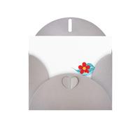 Gray MJHKXLJ Carte de vœux avec imprimé « Little red flower in the waves » - Enveloppe incluse - Parfait pour Noël, les anniversaires, la Saint-Valentin, les mariages, etc
