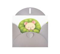 Gray MJHKXLJ Carte de vœux imprimée avec inscription « Little Mouse sleeping in the pea » - Enveloppe incluse - Parfait pour Noël, anniversaires, Saint-Valentin, mariages, etc