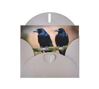 Gray MJHKXLJ Carte de vœux nacrée avec deux corbeaux noirs - Enveloppe incluse - Parfait pour Noël, anniversaires, Saint-Valentin, mariages, et plus encore
