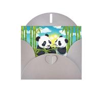Gray MJHKXLJ Carte de vœux nacrée avec deux pandas heureux - Enveloppe incluse - Parfait pour Noël, anniversaires, Saint-Valentin, mariages, etc