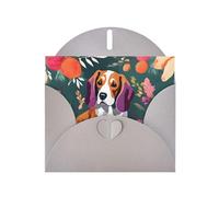 Gray MJHKXLJ Sweet Basset Hound Carte de vœux avec imprimé floral nacré - Enveloppe incluse - Parfait pour Noël, anniversaires, Saint-Valentin, mariages, etc