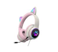 (Gray)RGB Colorful Earpads Gaming Headset Headphone Premium Omnidirectional Microphone for PC Laptop Shocking Sound Quality Pink