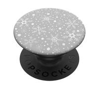 Gray Snowflakes Pattern Winter Christmas Holidays Snow PopSockets PopGrip Adhésif