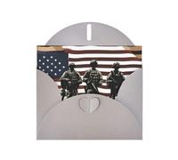 Gray WHJSHOP Carte de vœux Motif soldats militaires américains - Papier nacré double face haut de gamme avec boucle d'amour et enveloppe en papier nacré