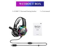 Gray without Box Écouteurs de Jeu Surround, Casque RVB à USB Filaire avec Micro Antibruit, PC, PS4, PS5, EKSA, E1000, 7.1 ""Nipseyteko