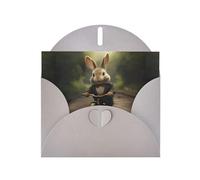 Gray YYHWHJDE Carte de vœux imprimée Little Grey Rabbit Riding a Bicycle 15,2 x 10,2 cm - Design tendance et unique pour diverses occasions