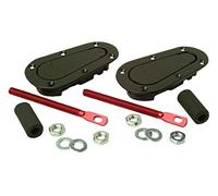 GRAYSTON Set Crochets de capot universel Racing Plus Flush - noir + pins aluminium rouge