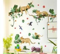 Graz Design Sticker mural décoratif pour chambre d'enfant, chambre de bébé, chambre à coucher, motif léopard, animaux de la jungle, animaux de la jungle, décoration murale DIY