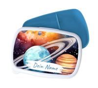 GRAZDesign Boîte à sandwich cool planètes avec nom personnalisé - Boîte à goûter spatiale pour maternelle et école - Cadeau pour enfants - Bleu