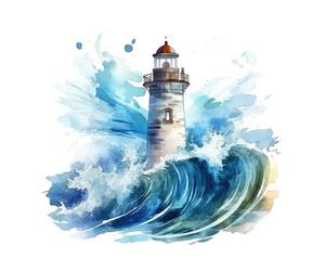 GRAZDesign Sticker mural au motif de phare de la mer du Nord - Pour salle de bain, couloir, salon - 44 x 40 cm