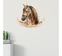 GRAZDesign Sticker mural avec nom - Motif chevaux - Pour chambre d'enfant fille - 60 x 50 cm