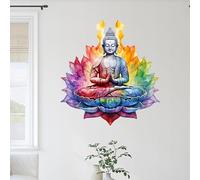 GRAZDesign Sticker mural Bouddha multicolore pour chambre à coucher, cuisine et salon, 32 x 30 cm