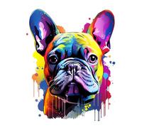 GRAZDesign Sticker mural chien bouledogue français coloré cool pour chambre d'adolescent, chambre d'enfant, salon - 73 x 57 cm