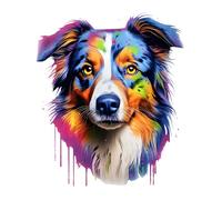 GRAZDesign Sticker mural motif chien berger australien coloré cool pour chambre d'adolescent, chambre d'enfant, salon - 68 x 57 cm