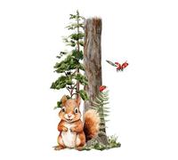 GRAZDesign Sticker mural motif écureuil dans la forêt, animaux de la forêt, pour chambre de bébé et chambre d'enfant, décoration murale pour garçons et filles, 71 x 40 cm