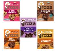 Graze Protein Barres d'avoine - Snacks sains, avoine entière, saveurs naturelles, riche en fibres, moins de sucre (20 collations - 5 paquets de 4 x 30 g)