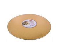 Graziano, Cakeboard Dessous de gâteau doré, élégant plateau rigide pour gâteaux, idéal pour transporter des gâteaux mais aussi des gâteaux à plusieurs étages, facile à laver, ø34 cm