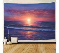 GRBASNDOU Coucher de soleil Art Murale Tapisserie、Front de mer Esthétique Décoration Murale Tapisserie Couverture Pour Chambre Salon Dortoir Décoration Murale 180cmx230cm