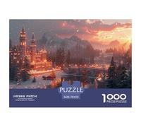 GRBASNDOU Puzzle 1000 Pieces Noel pour Adultes Scène Hivernale 70x50cm/1000pcs Loisir Créatif