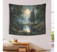 GRBASNDOU Tapisserie Murale Enchanted Woodland Fox Décoration Forêt Cottagecore Art Mural Chambre Salon Nature 100cmx150cm